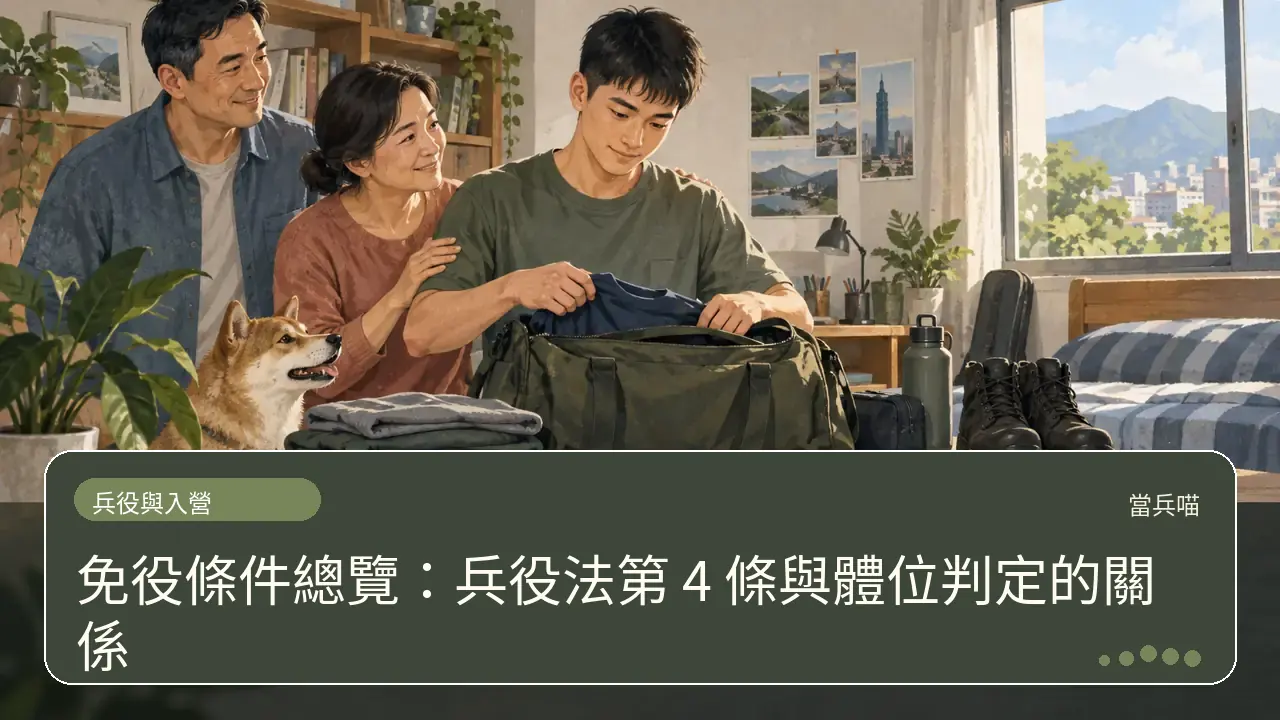 免役條件總覽：兵役法第 4 條與體位判定的關係主題插畫