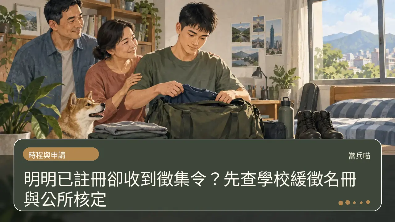 明明已註冊卻收到徵集令?先查學校緩徵名冊與公所核定主題插畫